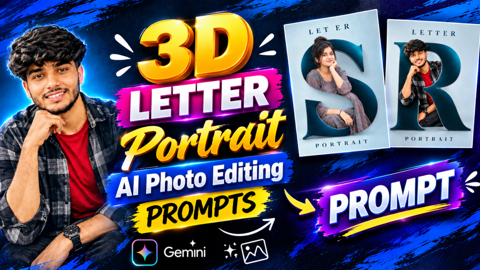 3D Letter Portrait AI Photo Editing Prompts